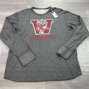 NEW Wisconsin Badgers Sweatshirt Mens XL Gray NCAA Football Tailgate Long Sleeve